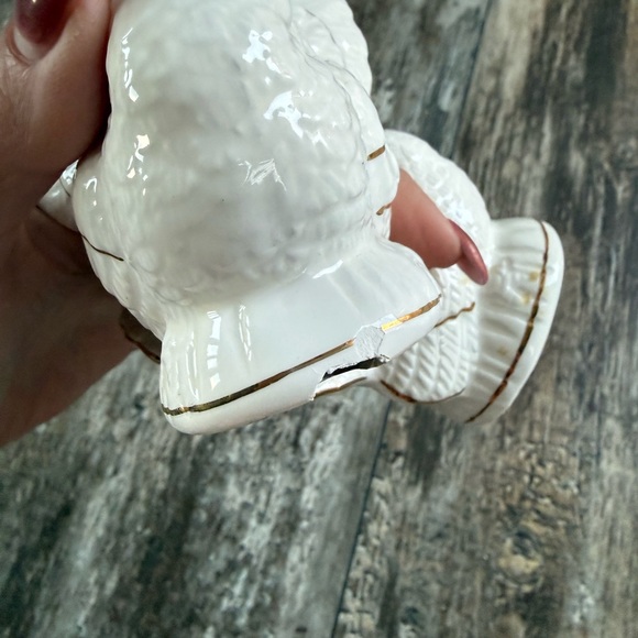 2 for $20 sale: 2 VINTAGE THANKSGIVING CERAMIC TURKEY CANDLE HOLDERS WHITE GOLD - Picture 5 of 5